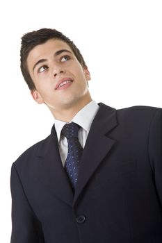 Portrait of a handsome young man, wearing a suit. Isolated on white. Studio shot.