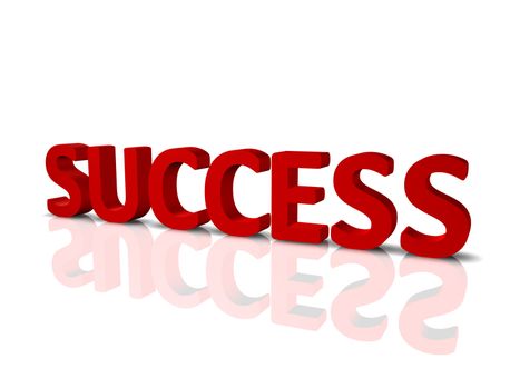 3D render of the word "Success", with reflection and shadow.