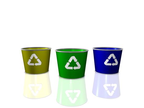 Recycle bins 3D Render.