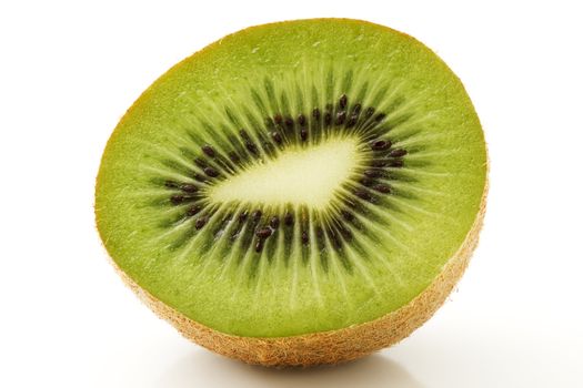 one half kiwi isolated on white background