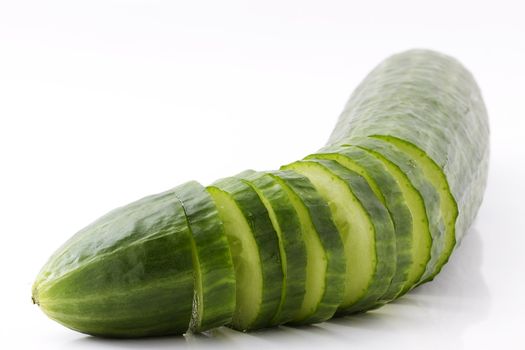 one cutted cucumber isolated on white background