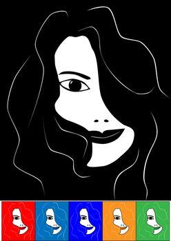 Black and white face of beautiful woman. (Colored faces are available)