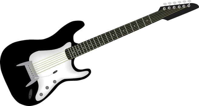 illustration of black and white electric guitar