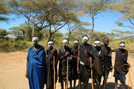 Group of Masai children from africa, Tanzania