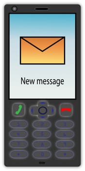 Black business mobile phone with message on the screen