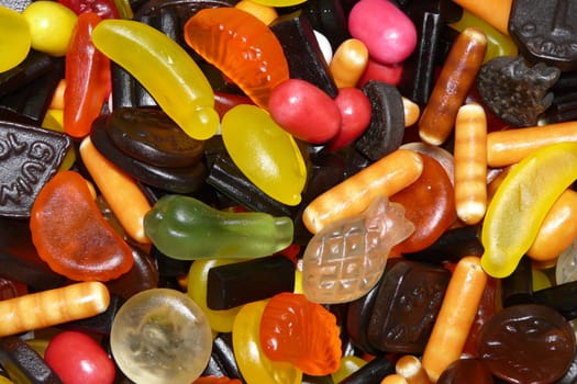 The diversity of different colored sweet candies