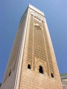 Casablanca Mosque Hassan II, tower detail, Morocco