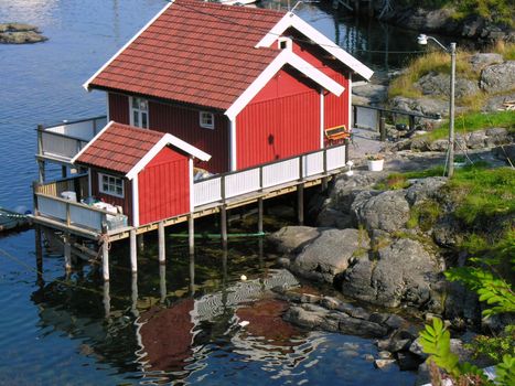 House over a river in Norway Lofoten