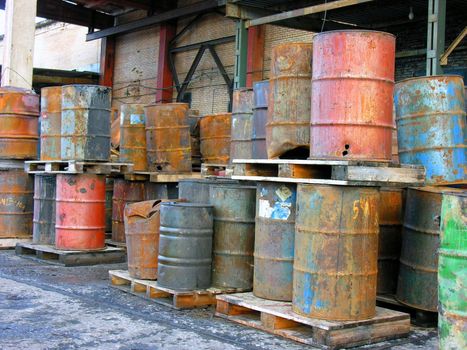 Abandonated Oil trash can in a harbor Norway