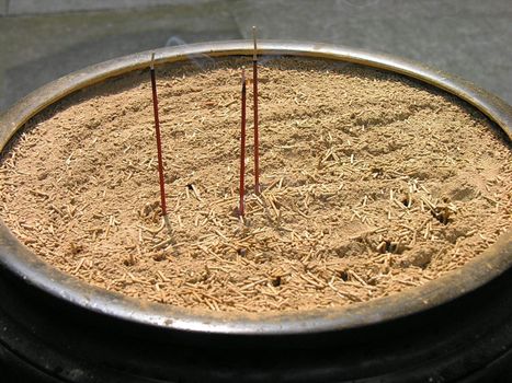 Incense in japan,clear ash and stick burning