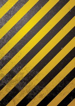 Traditional black and yellow warning background with grunge effect