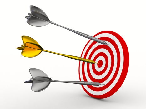 Dart on a white background. Isolated 3D image