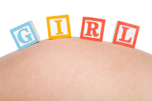 Baby blocks on pregnant stomach