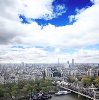 Aerial view of city of London from the London Eye