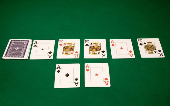 Winning combination in texas poker on the green table