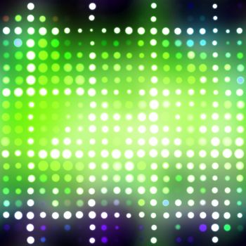 Abstract background with glowing green circles and colorful accents.