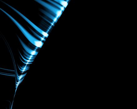 Blue abstract lines in a black background