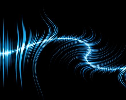 Blue abstract lines isolated in black background