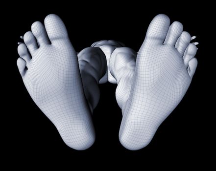 3d image of the soles of a man