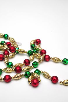 A strand of decorative beads for a christmas tree