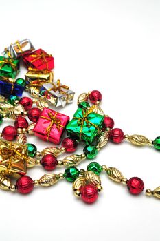 A strand of decorative beads for a christmas tree