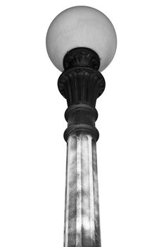 Old metal electric light in black-and-white color on isolated background.