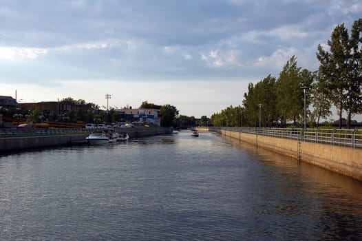 The Chambly boat canal along the Richelieu River