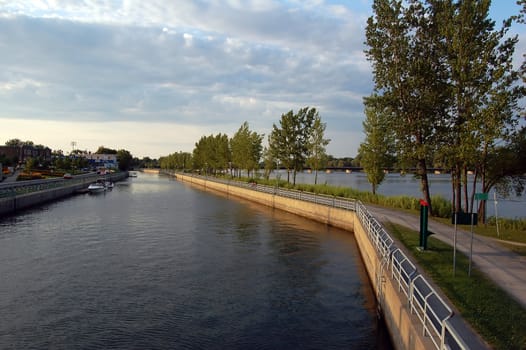 The Chambly boat canal along the Richelieu River