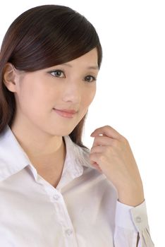 Beautiful business woman portrait of Japanese in white background.