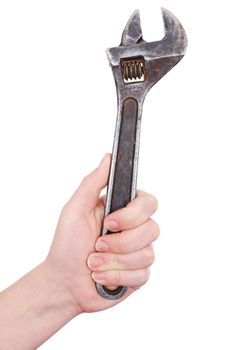 The big old wrench in a hand