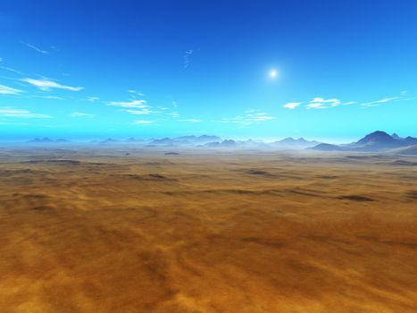 An image of a beautiful red desert and a blue sky