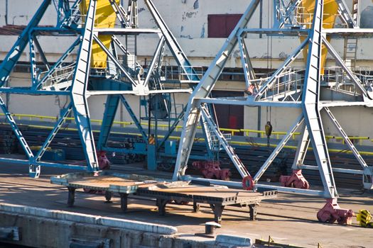 transportation series: freight harbor crane on the berth