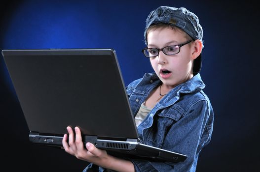 boy of ten years is led away a game on the computer