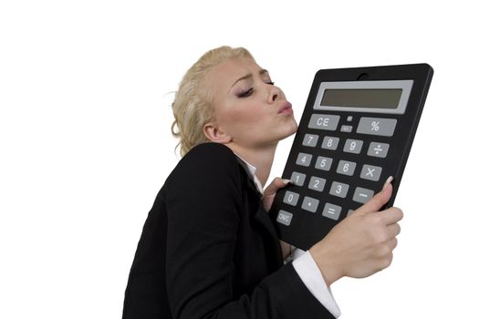 calculator business woman on isolated background