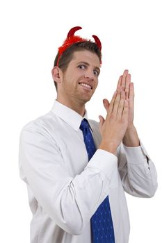 facial expression of young devil on isolated background