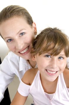 portrait of happy mother and daughter