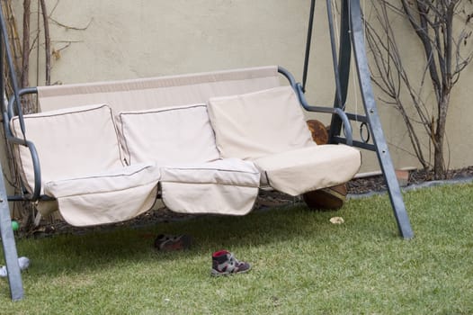 family swing in a garden