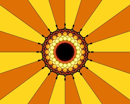 Abstract design in the middle of an orange and yellow background
