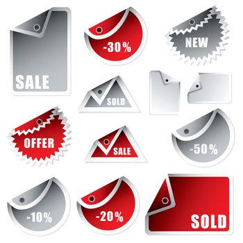 collection of shop tags with discount and sale text