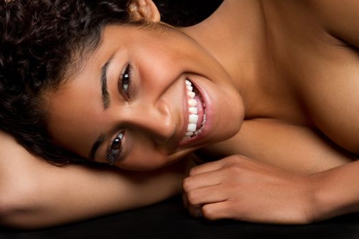 Beautiful happy laughing black woman