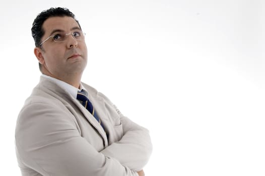  portrait of businessman looking upwardon  an isolated white background 