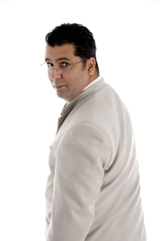 businessman with eyewear looking to camera on  an isolated white background 
