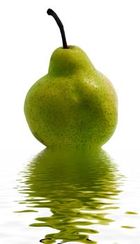 green pear full of freshness and aroma in water