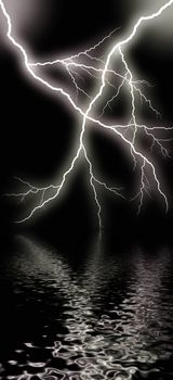 haloween -  flash of lightning against night sky ower water