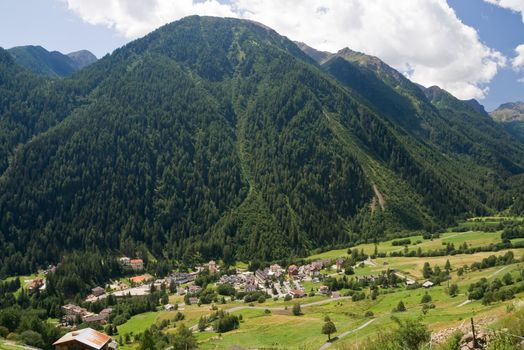 summer view of Pejo valley in Trentino, Italy