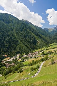 summer view of Pejo valley in Trentino, Italy
