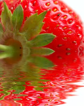 macro of strawberry with leaves