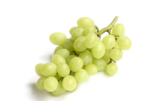 Bunch of green grapes over white background