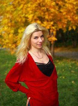 blond autumn woman