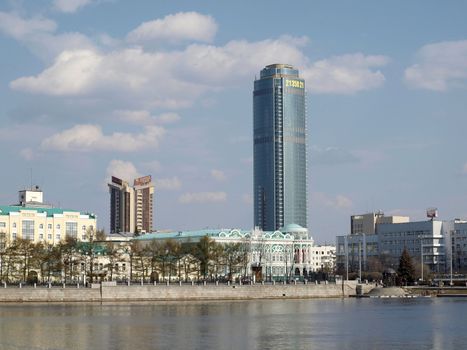 The city of Ekaterinburg. The river an Iset. Russia